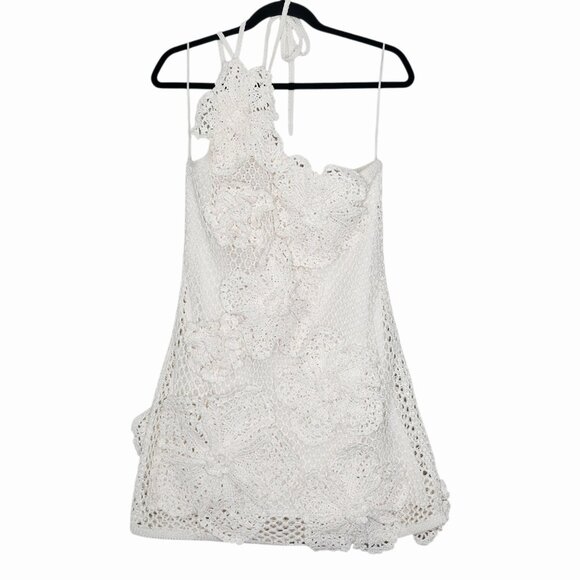 Cult Gaia Kendria Crochet Mini Dress Off White Size XL - Picture 4 of 14